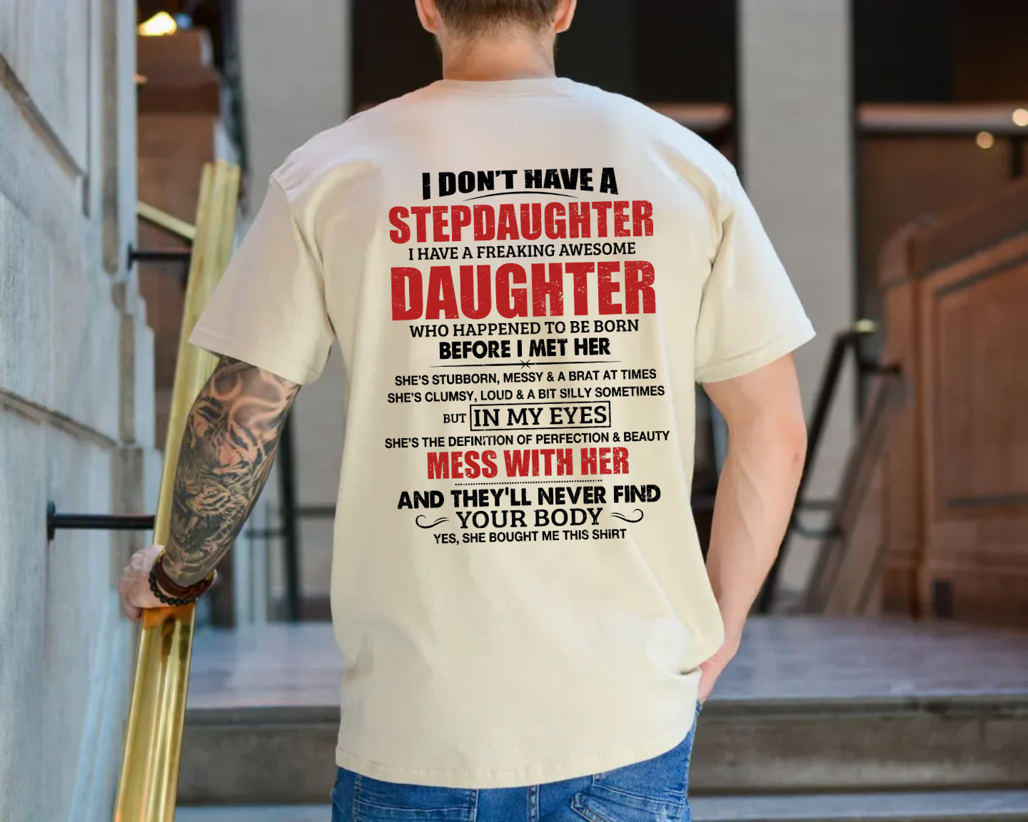 Bonus Dad T Shirt From Daughter, Funny Gifts For Stepfather,Stepdad Shirt, Fathers Day Gifts For Stepdad, Unisex Short Sleeve Tee, Casual Clothing
