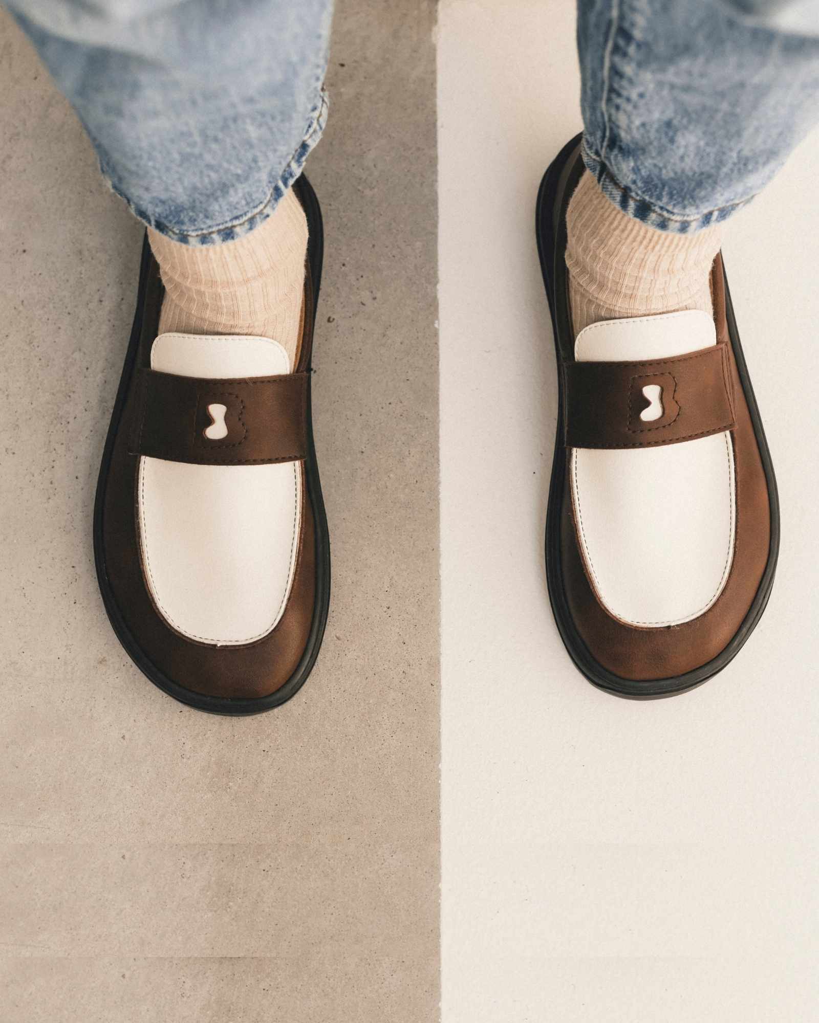 Brown and White Barefoot Loafer - Glow